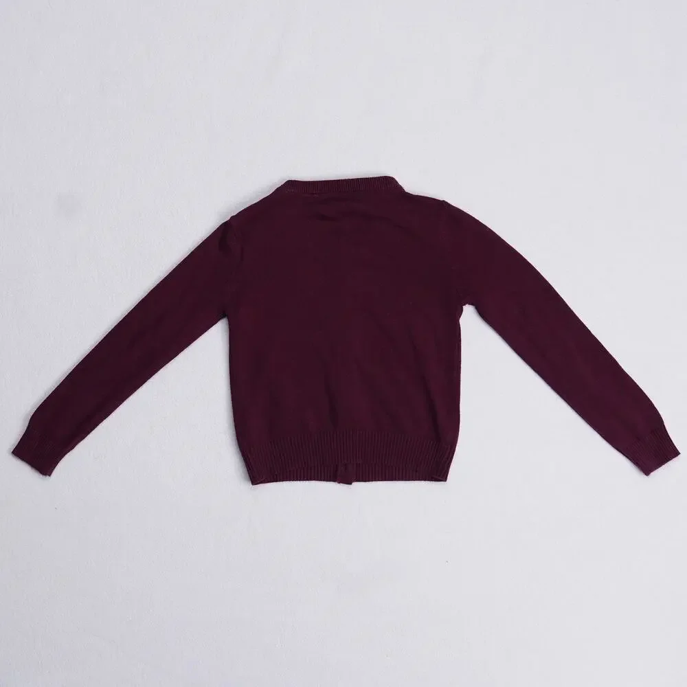 Childrens Place Girls Cardigan Sweater Size 5/6 Burgundy School Uniform Knit